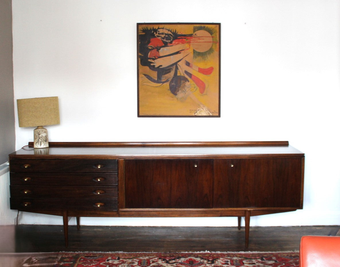 Archie Shine vintage sideboard showcasing premium Honduran rosewood craftsmanship