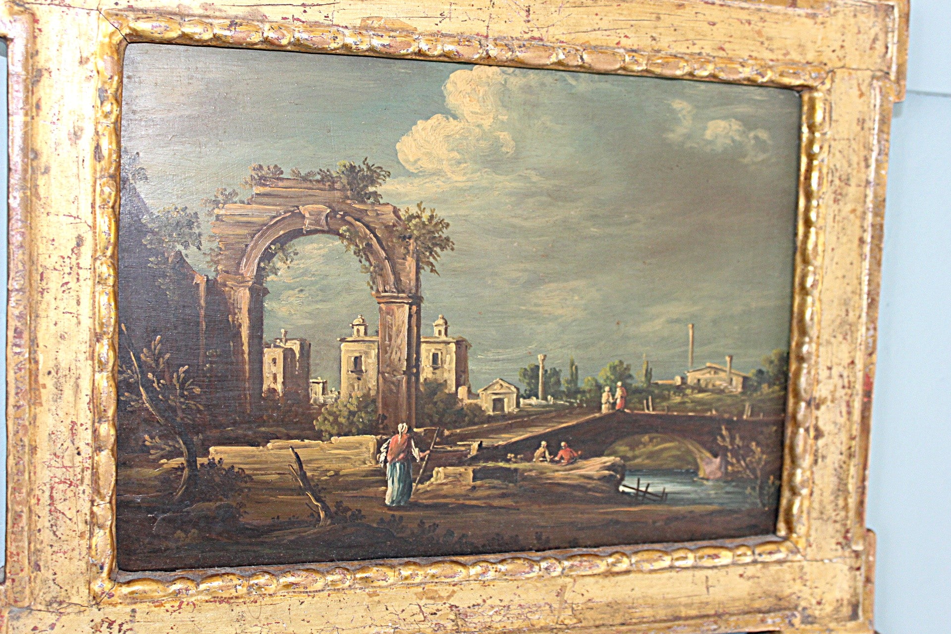 Capriccio painting of Venice in the manner of Francesco Guardi vintage midcentury Sussex England