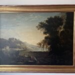 Claude Lorrain landscape painting of cargo ships on River Po, Italy