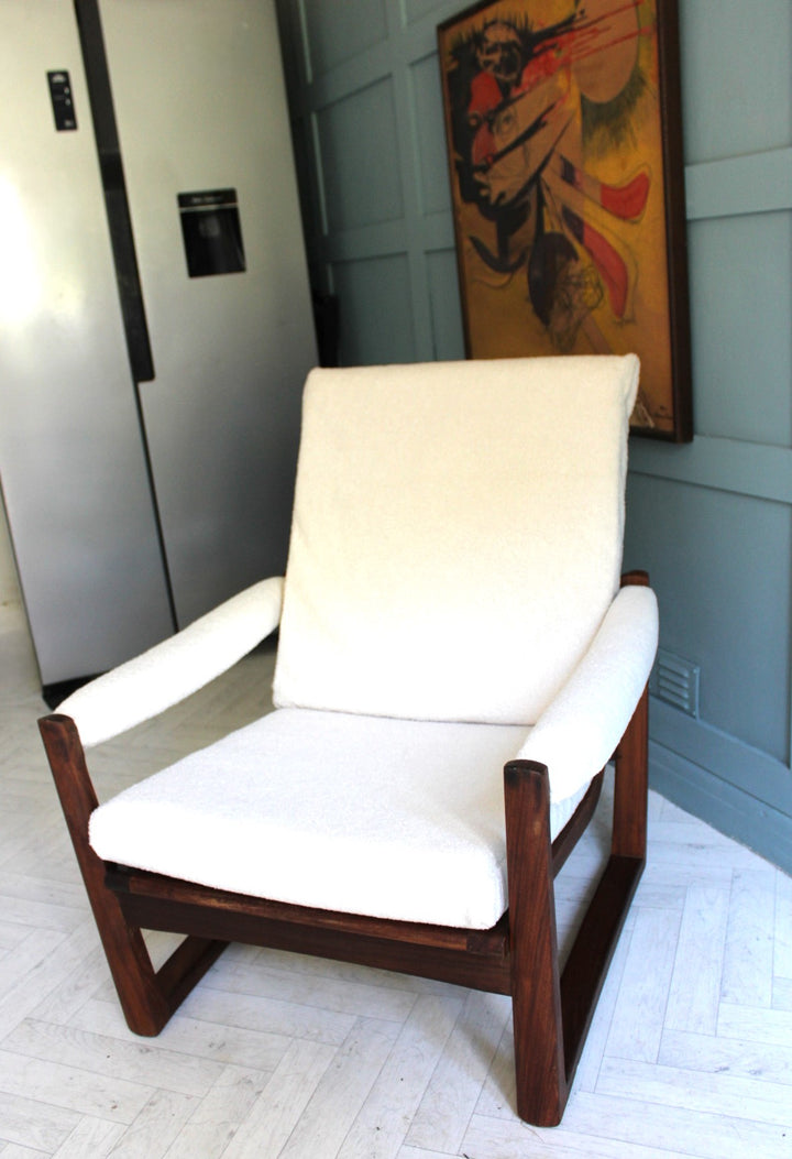 Mid-century modern teak armchair with retro design and Danish oil finish Sussex