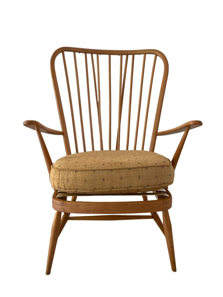 Pair of vintage Ercol Windsor high back grandfather armchairs Model 478, mid century design