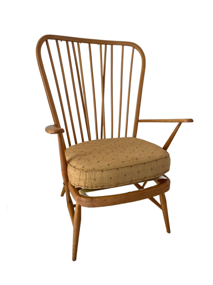 Vintage mid century Ercol Windsor armchairs, Model 478 pair, grandfather style