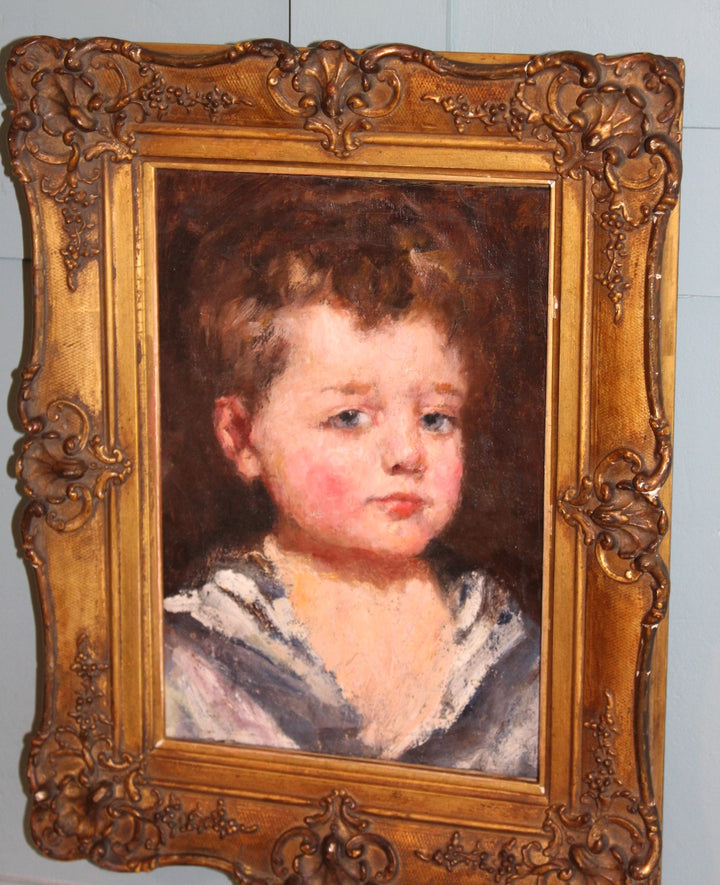 Close-up of Sailor Boy Mick's face in vintage oil painting