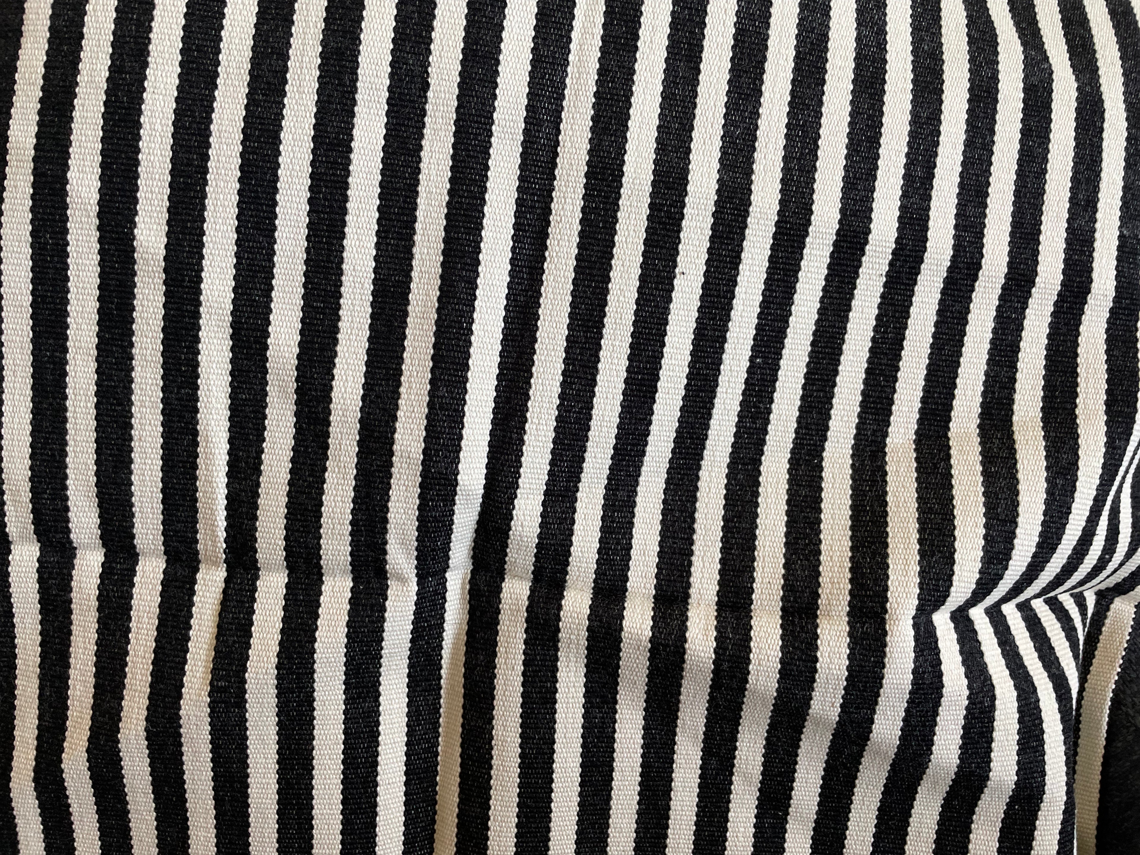 close-up of black and white striped fabric