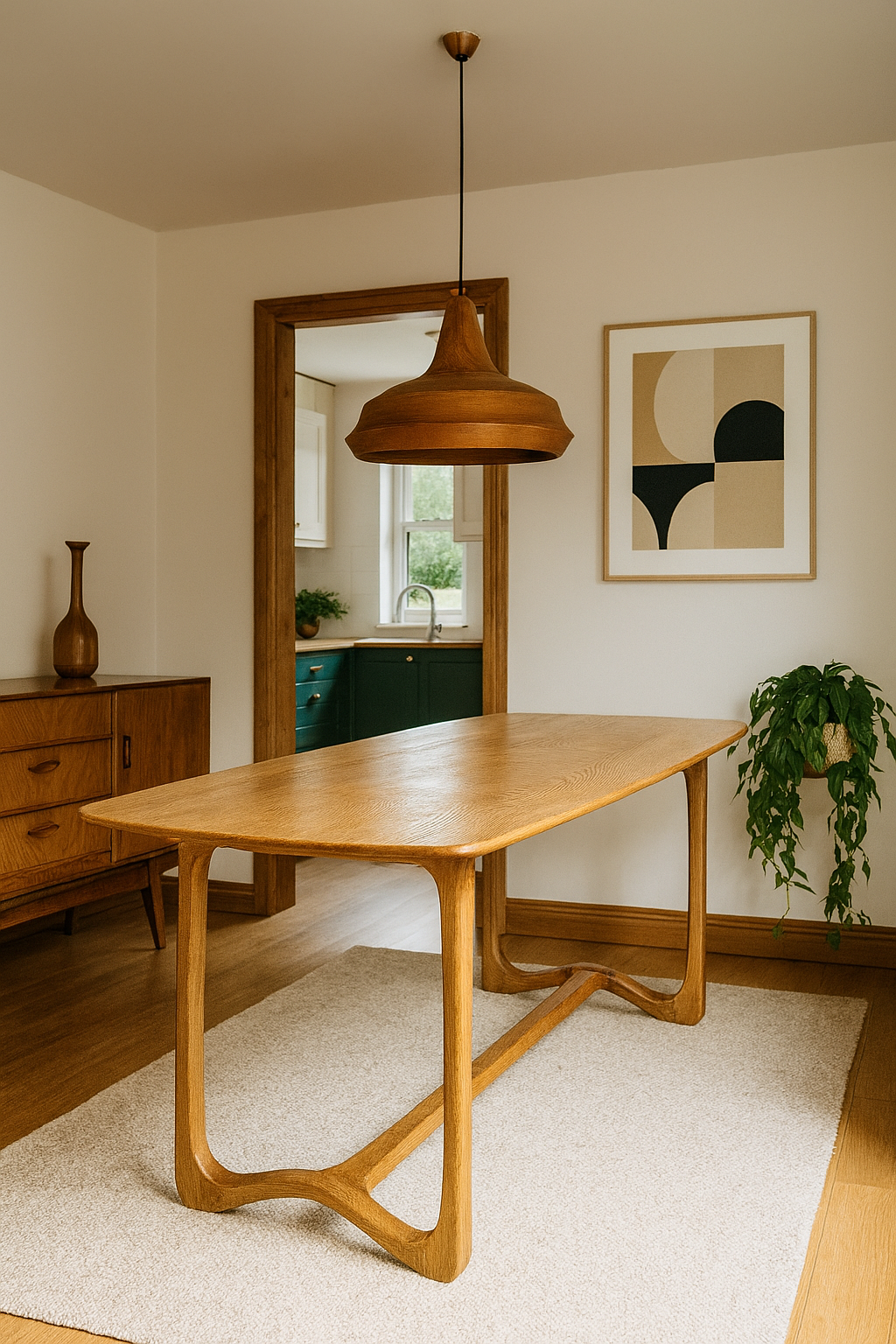 Restored British Ercol table in mid-century modern setting