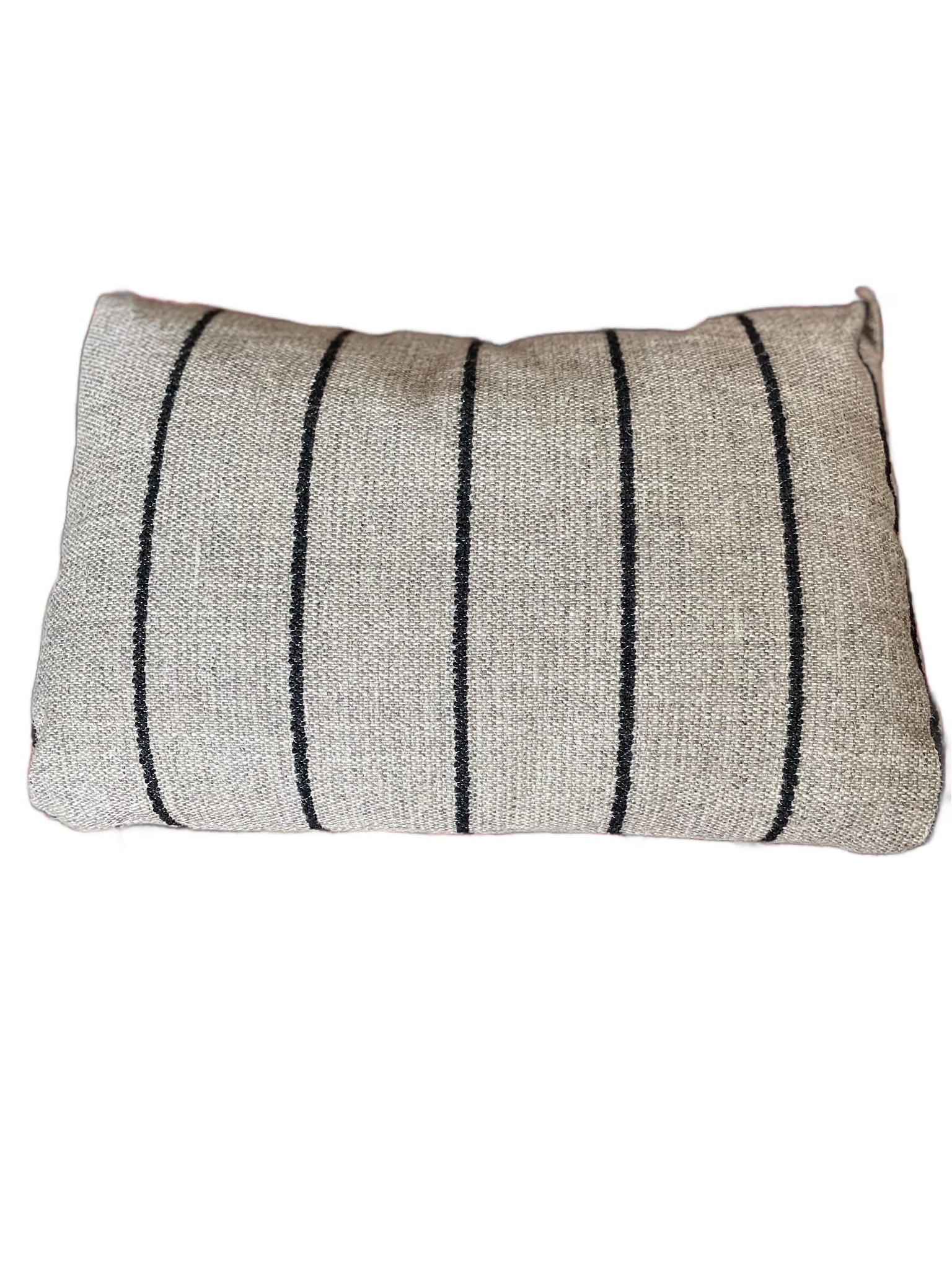 Soft grey striped bouclé throw pillow