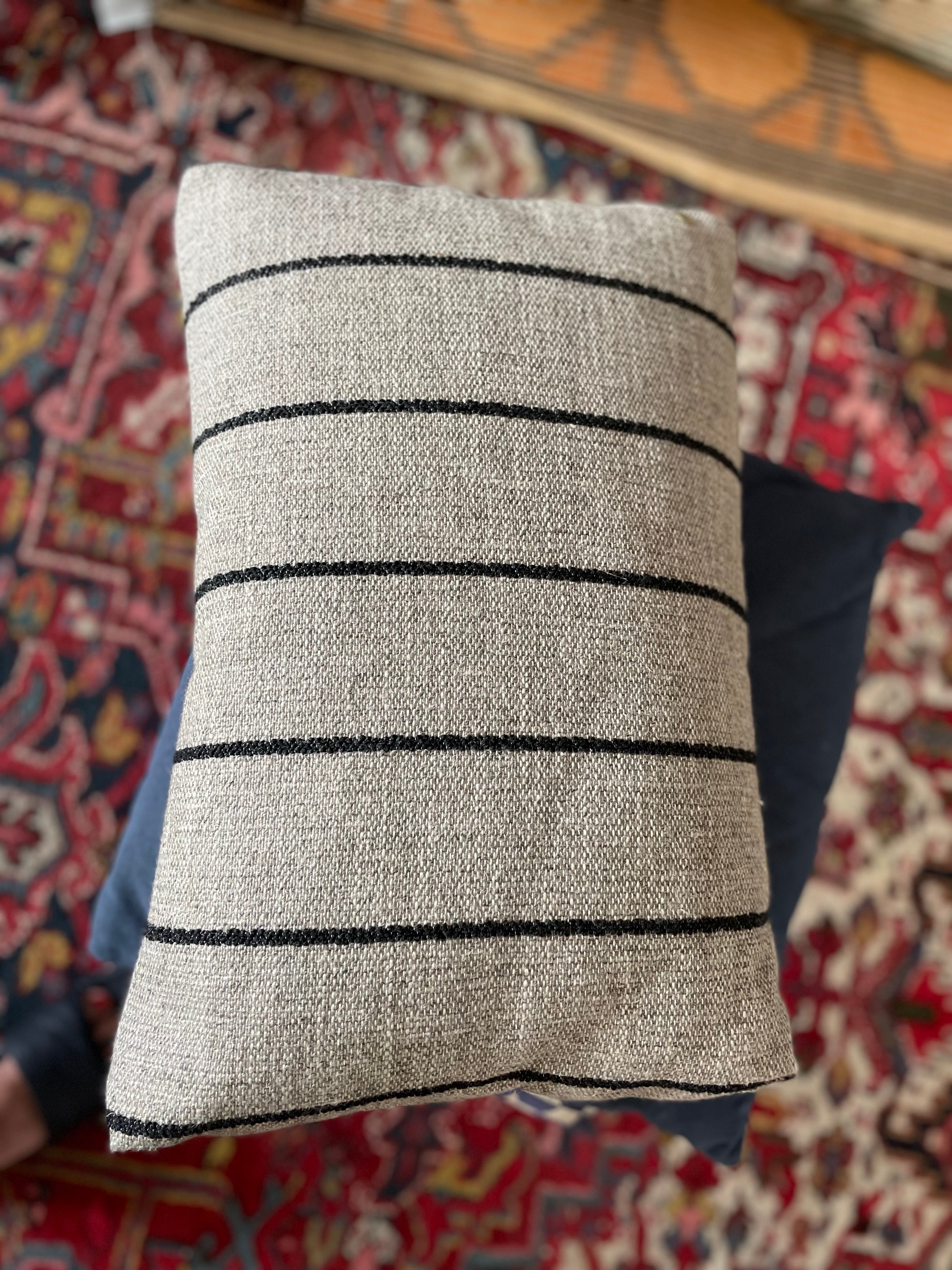 Mid-century inspired grey bouclé pillow
