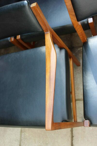 Mid-century modern black leather and teak chair