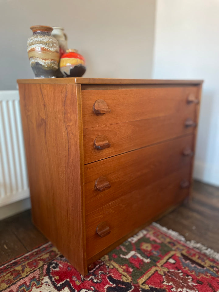 Mid century modern Stag Fineline tallboy chest, vintage 1960s