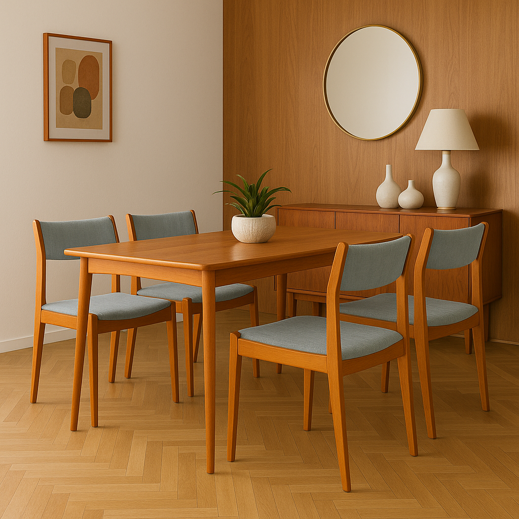 Erik Buch style Danish dining chairs in a modern room setting