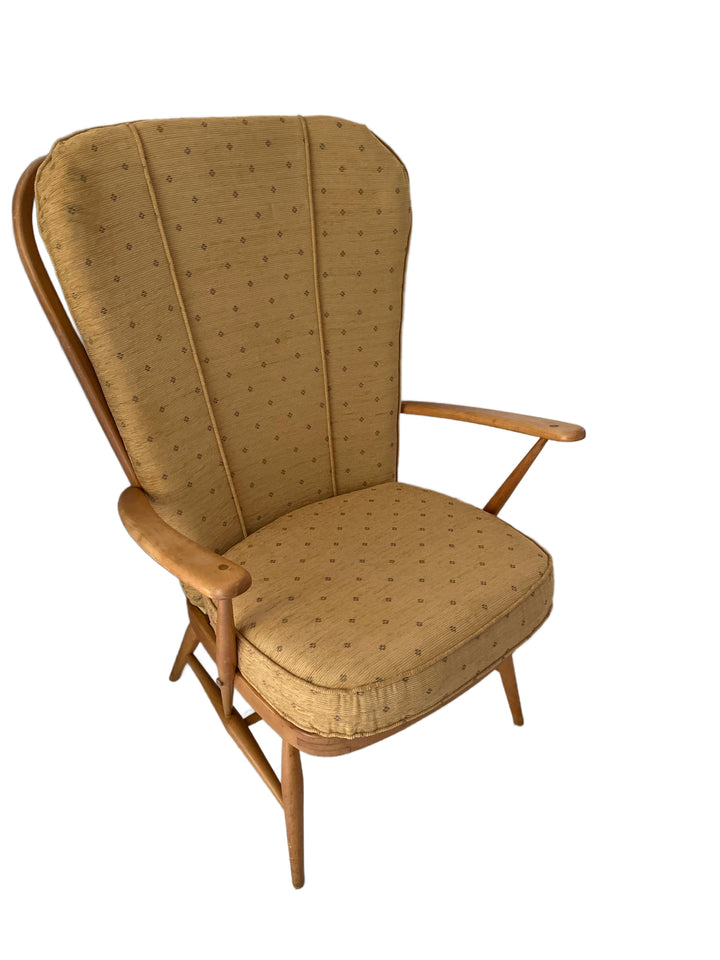 Single Ercol Model 478 Windsor armchairs high back design in elm and beech