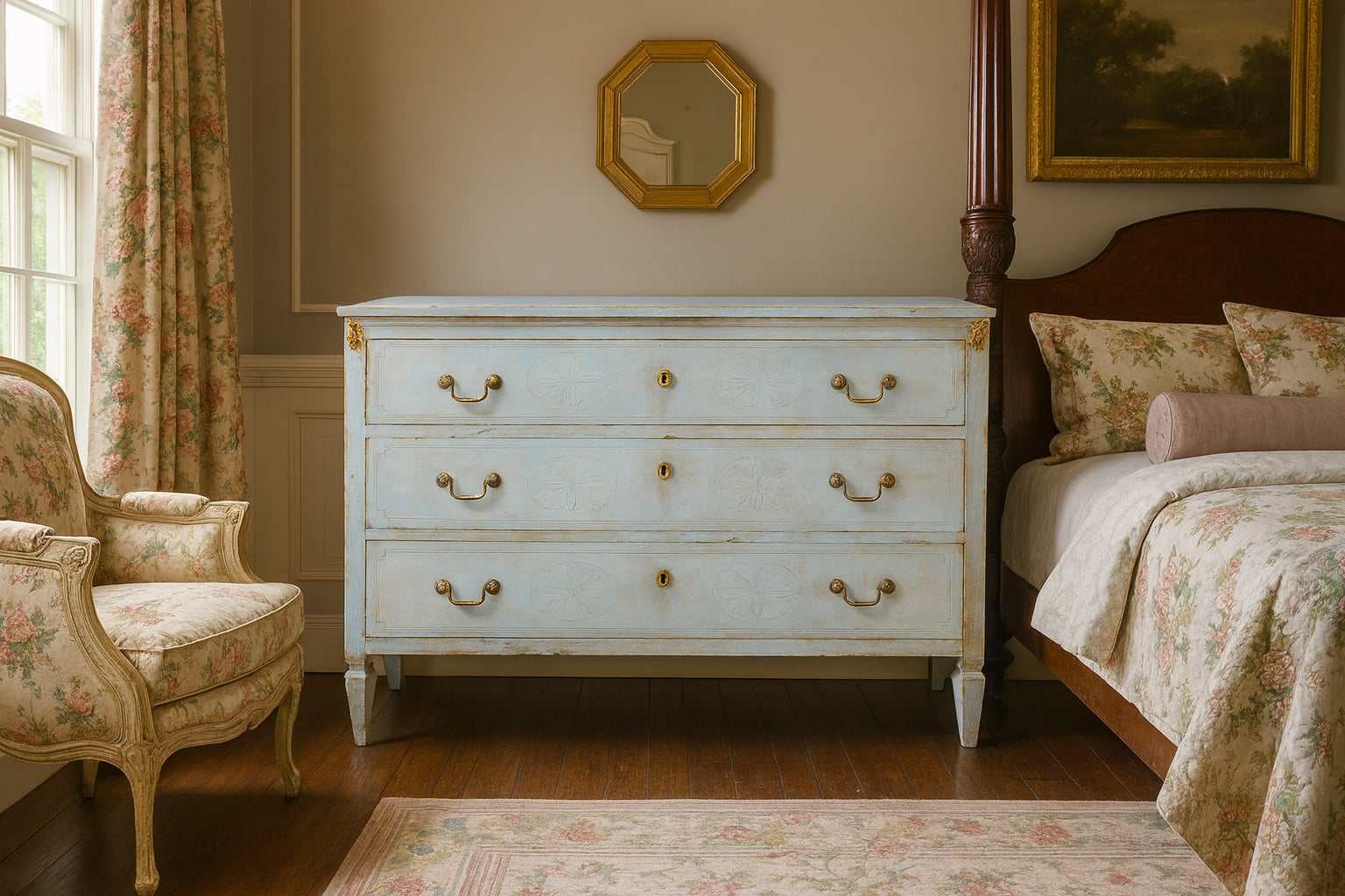 18th-Century Painted Gustavian Chest of Drawers – Swedish Neoclassical Commode, c.1770