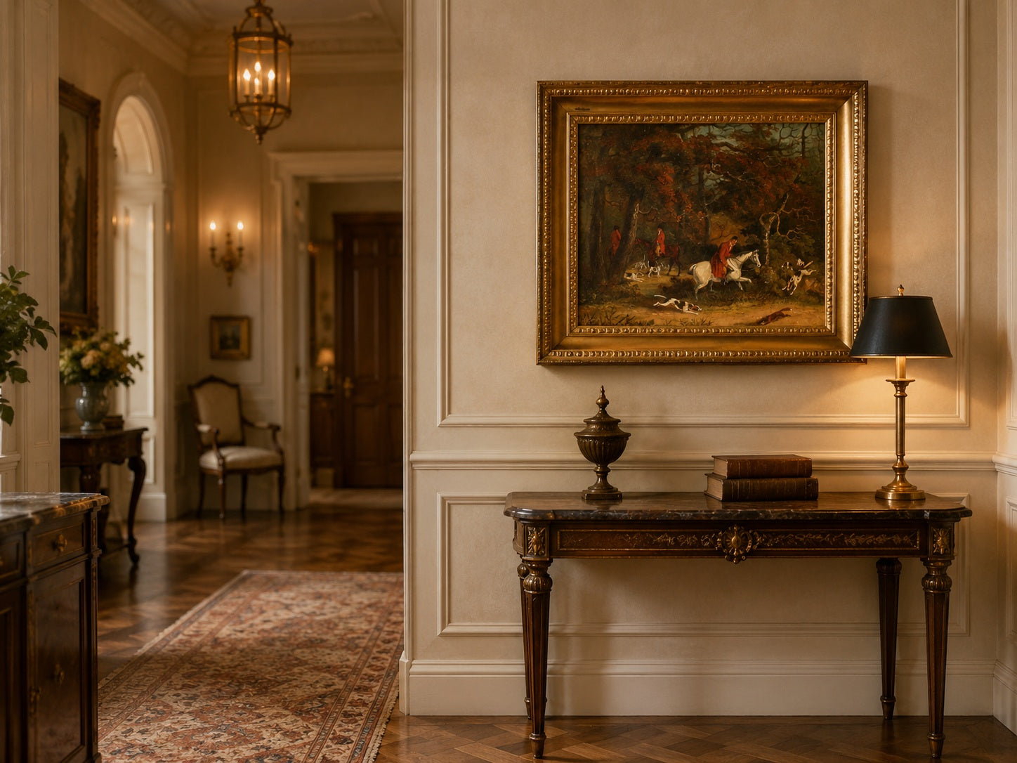 ANTIQUEHUNTPAINTINGINHALLWAY