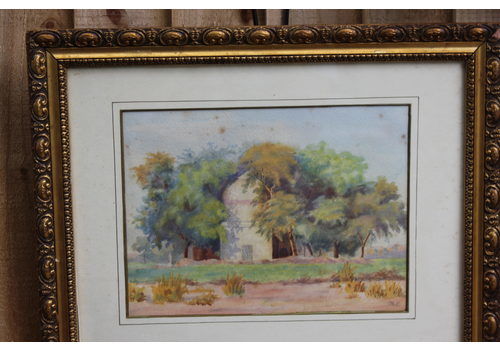 Antique Indian watercolour painting of a temple circa 1900