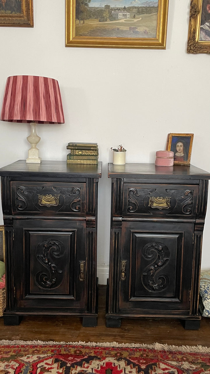 Antique black bedside tables  Art Nouveau