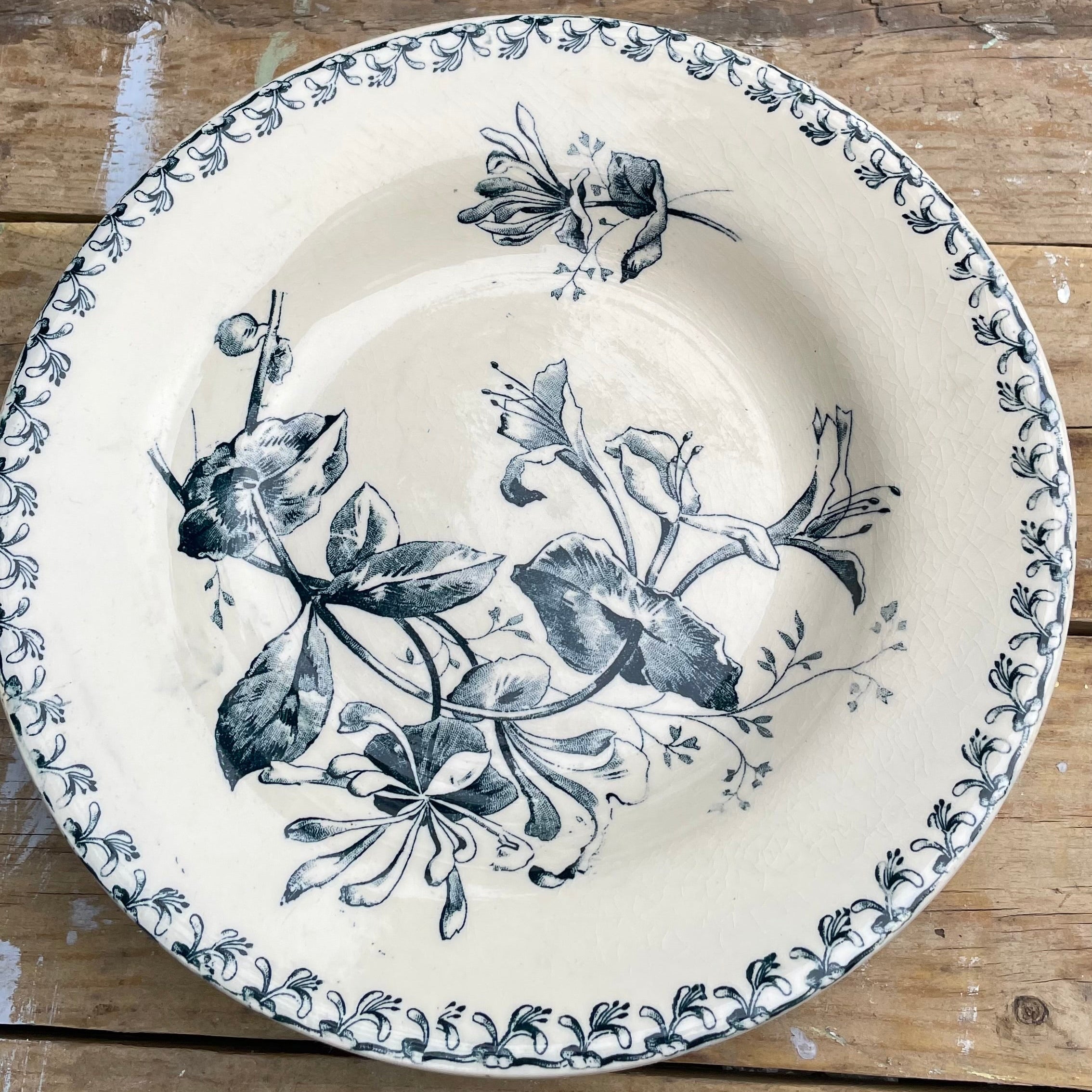 Antique blue and white transfer ware French Soup bowls 19th Century
