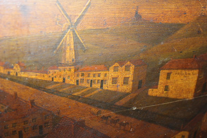 Antique_folk_art_landscape_of_Sussex_village_with_traditional_windmill