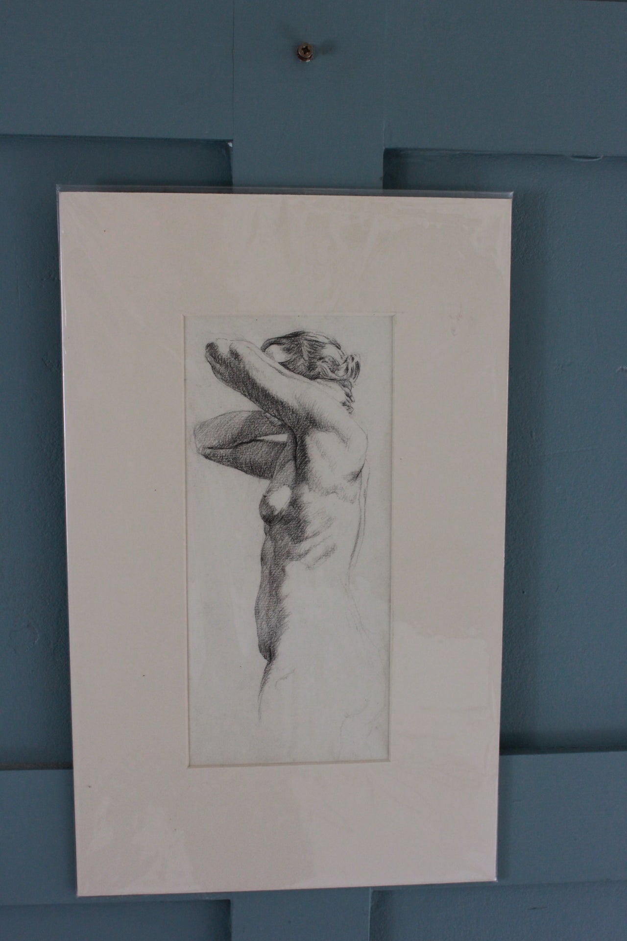 Antique Pencil Drawing Female Nude