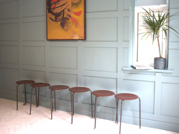 Authentic 1950s Arne Jacobsen stacking stool for space-saving seating