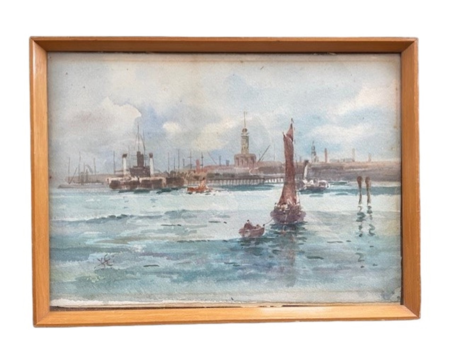 Watercolour of Devon Port Harbour Mouth England