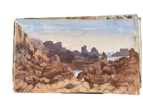 Castle Cornet watercolour painting, signed August 12, 1884