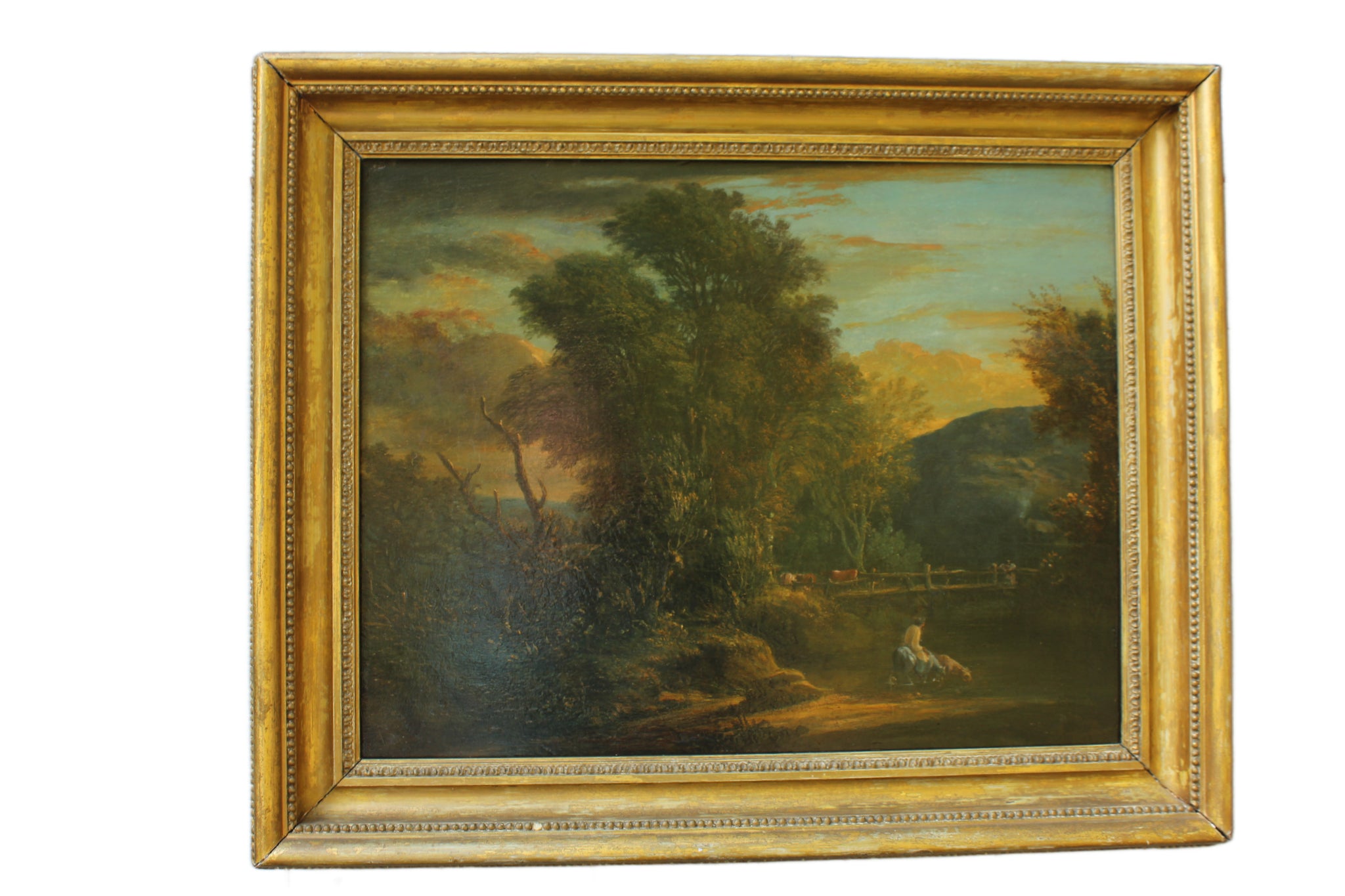 Circle_of_James_Stark_landscape_painting_with_figure_by_pond_early_19th_century_oil_on_Baltic_oak_panel