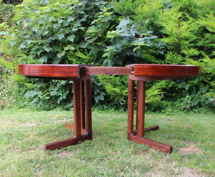 Close-up of the fine graining and deep color of a Johannes Andersen rosewood table.