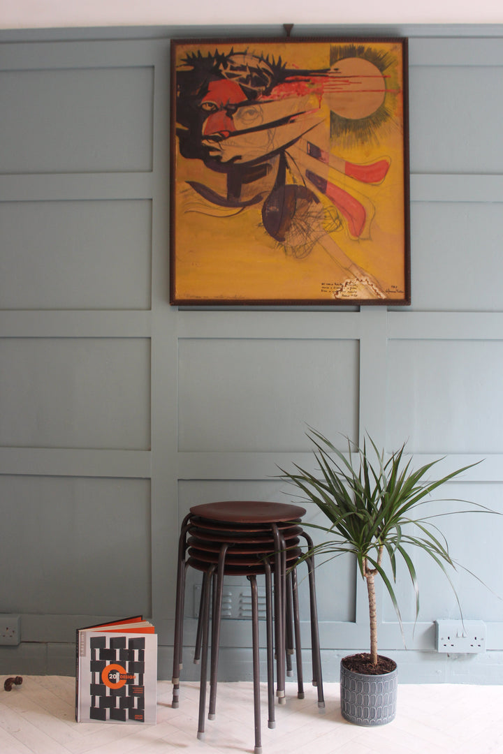 Collectible mid-century Danish teak stool for small spaces