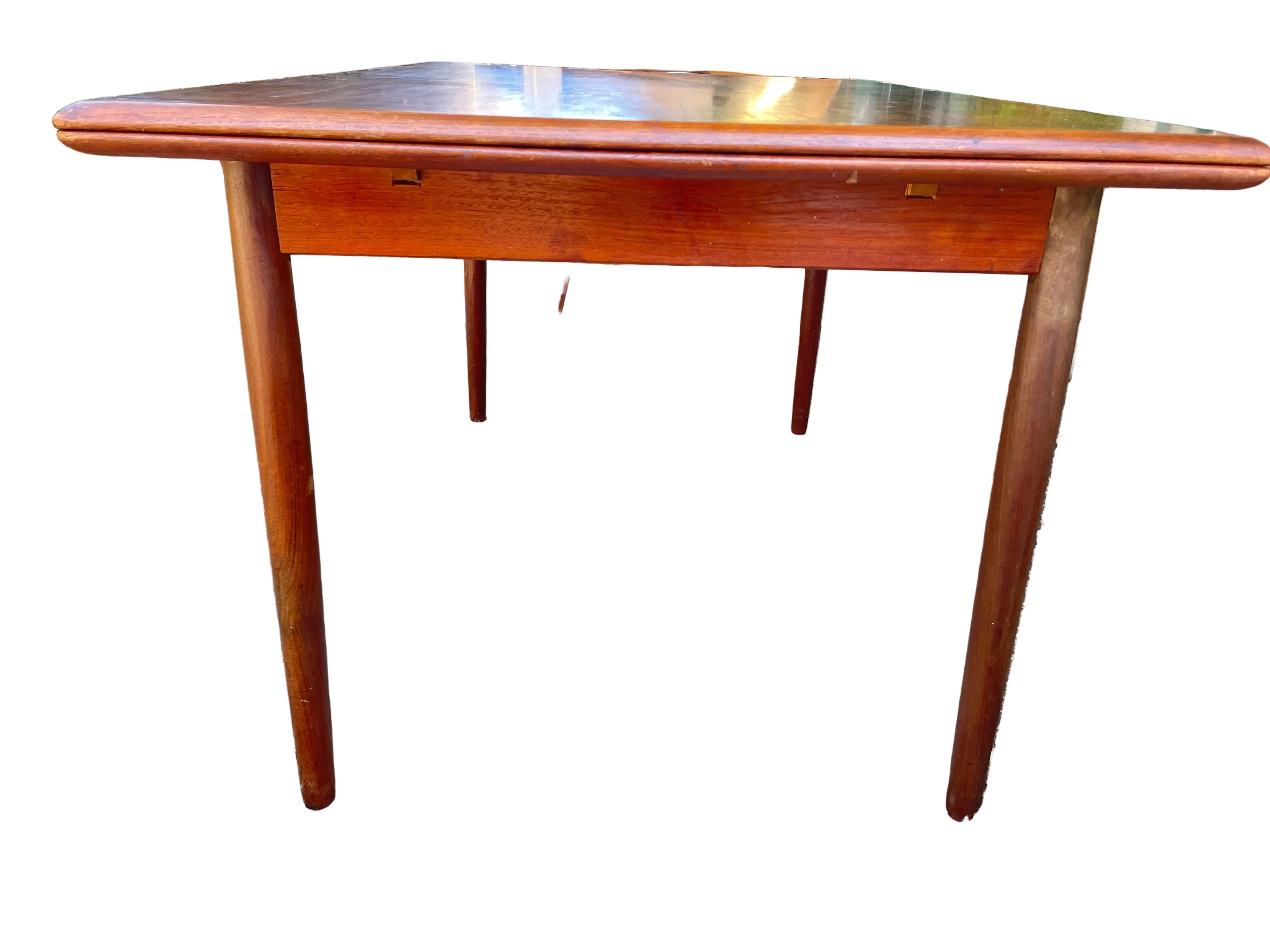 mid-century Farstrup Danish modern wooden dining table with a warm reddish-brown finish