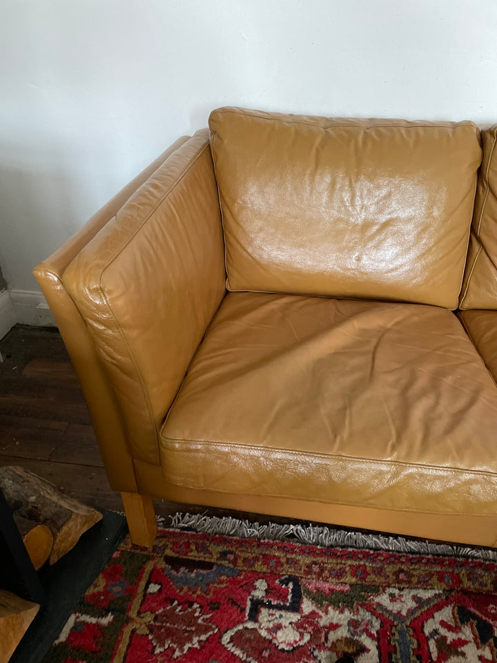 Danish sofas by Stouby Tan Leather Vintage 