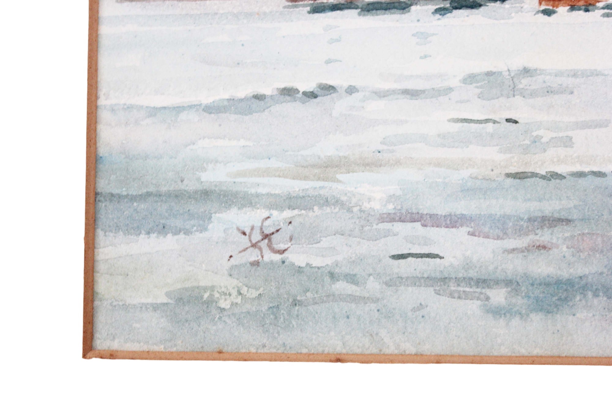Devon Coastal Watercolour Painting Vintage Midcentury Sussex