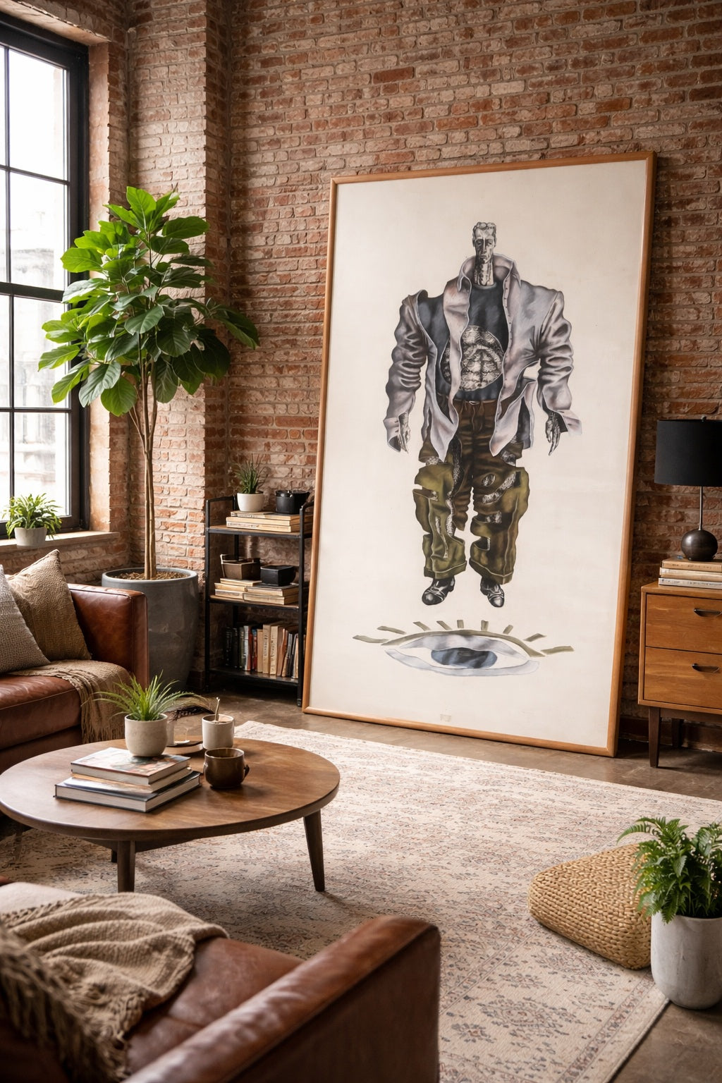 Pop Surrealist Chalk & Ink Figure Study, c.1980s