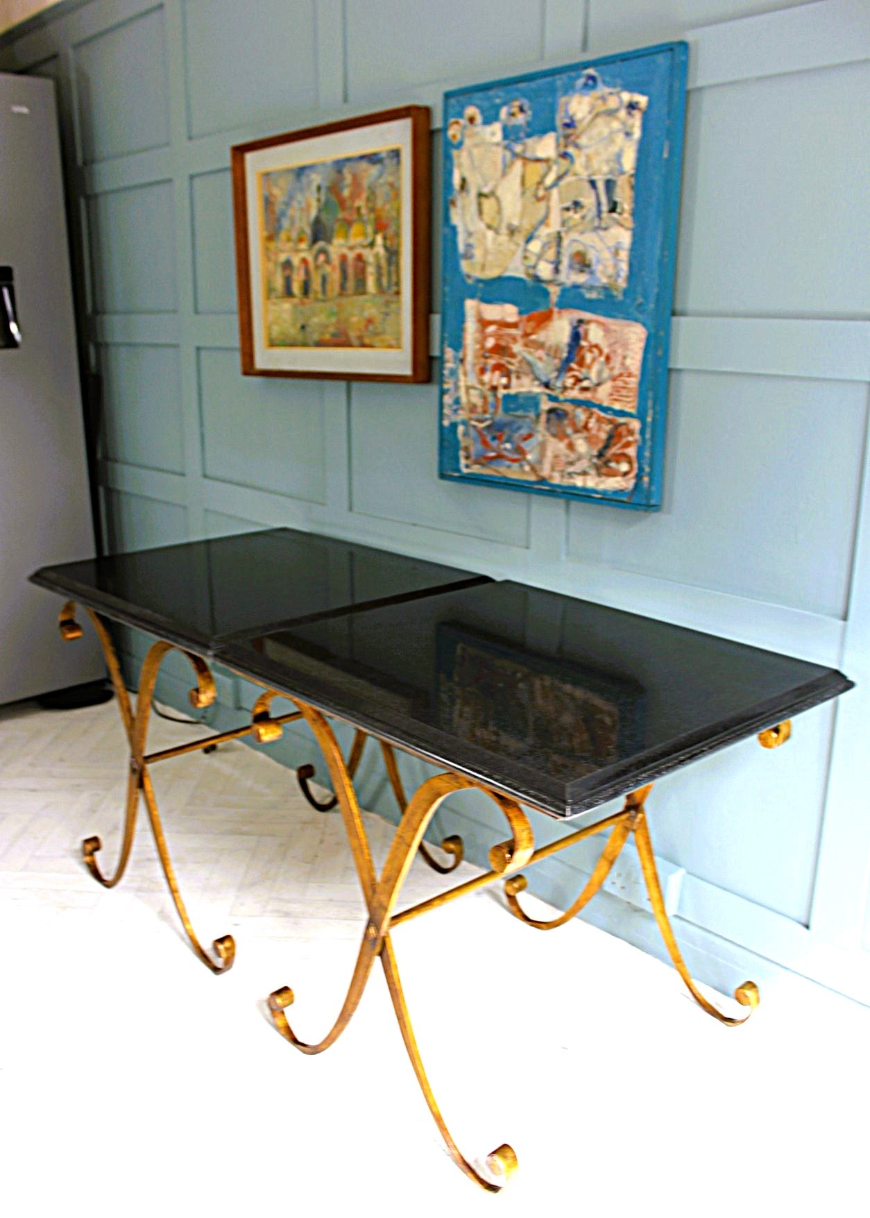 French-inspired luxury side tables with exquisite stone tops, available for high-end home decor in Sussex
