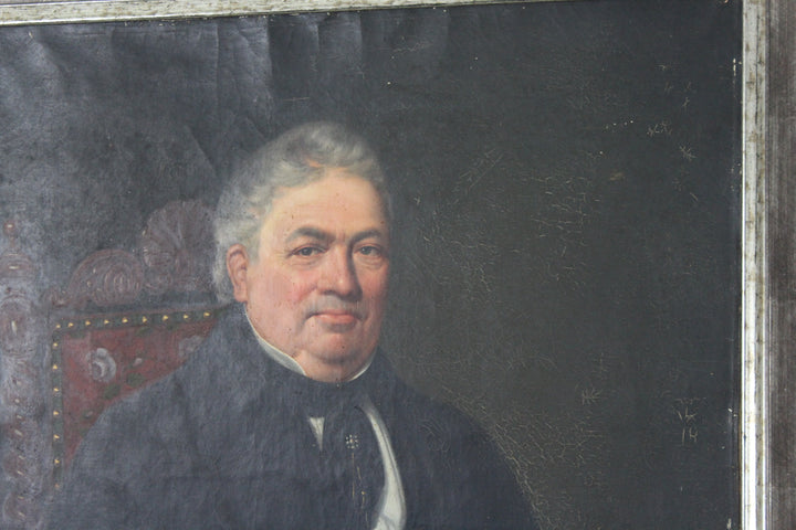 Hand-painted 19th-century oil portrait from Bordeaux, France, with historical provenance.