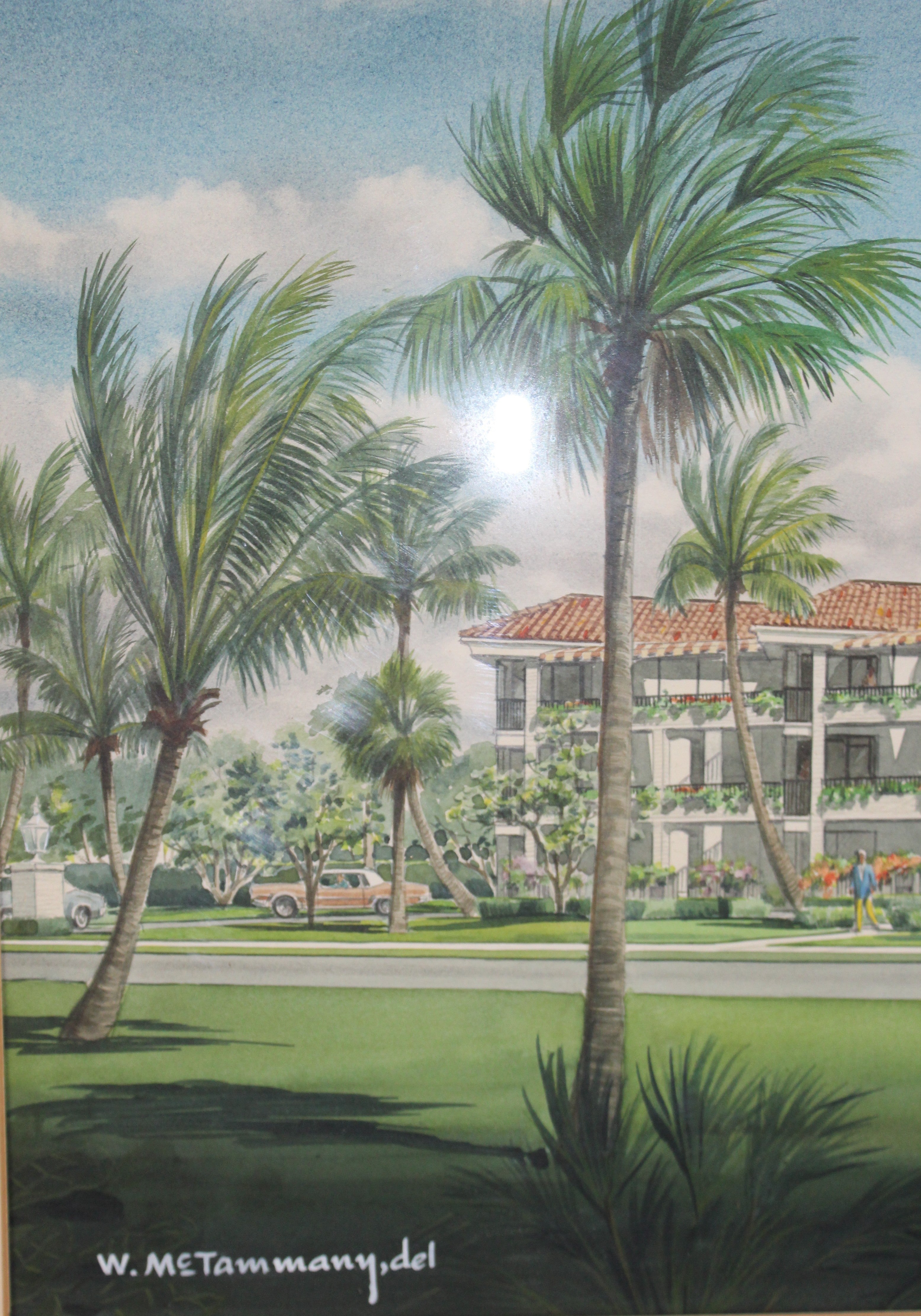 Hand-rendered Florida architectural watercolours in tropical modern setting