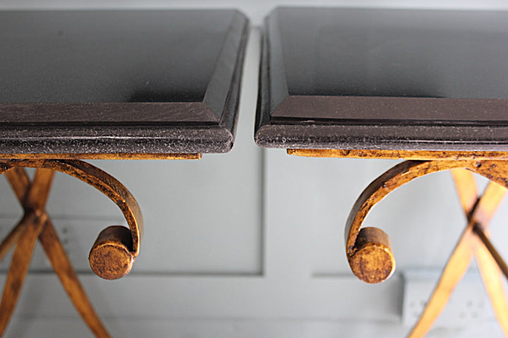 High-end John Richard side tables with unique Granite veining, perfect for luxury interiors and statement furniture pieces available to purchase in Sussex England