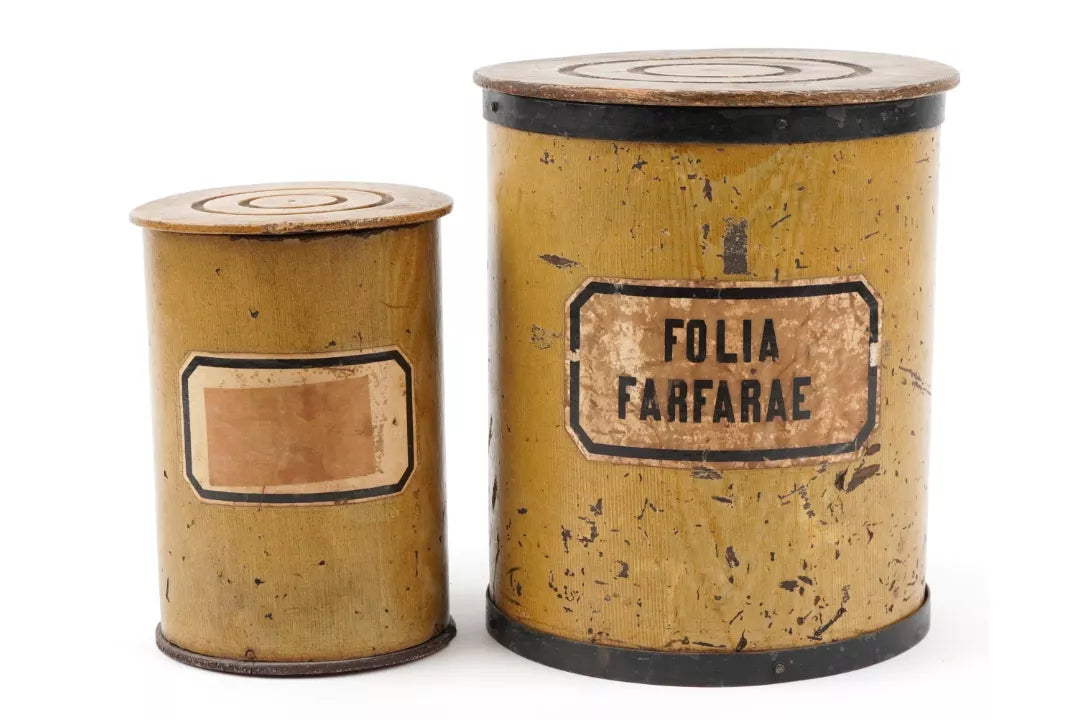 Vintage European Apothecary Canisters / Herbal Storage Jars A Rare Pharmaceutical Find