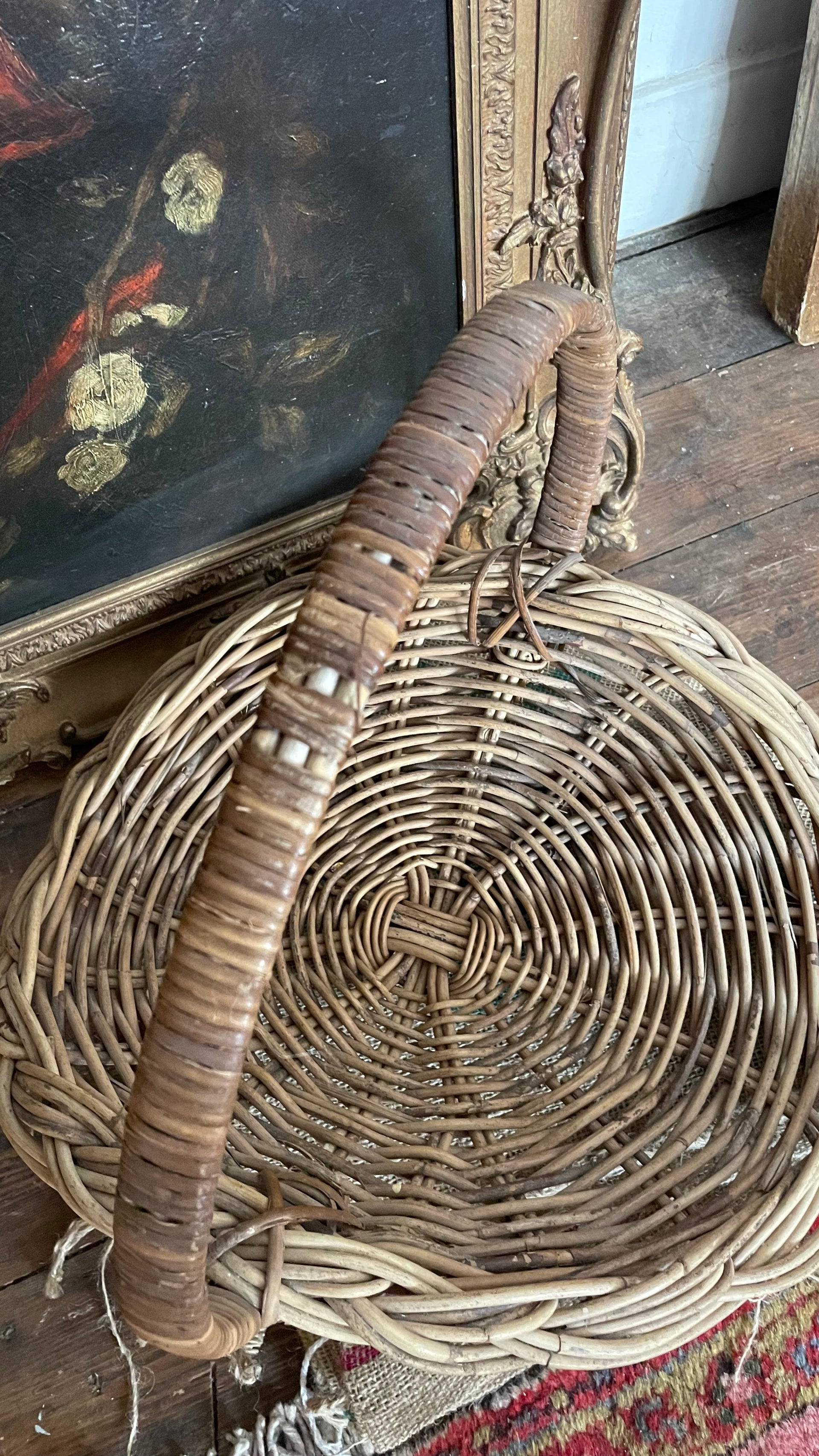 Vintage French Wicker Flower Basket