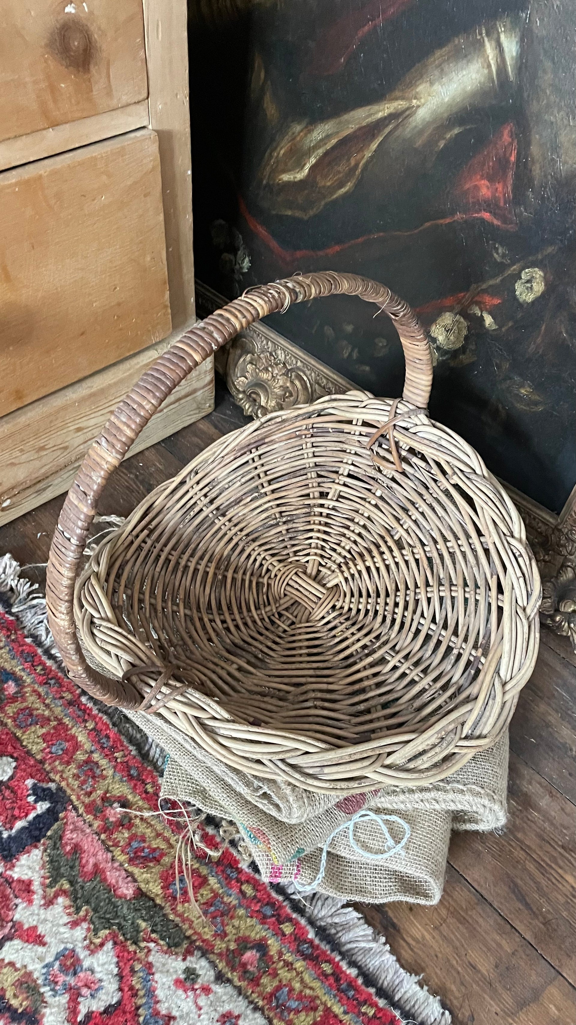Vintage French Wicker Flower Basket