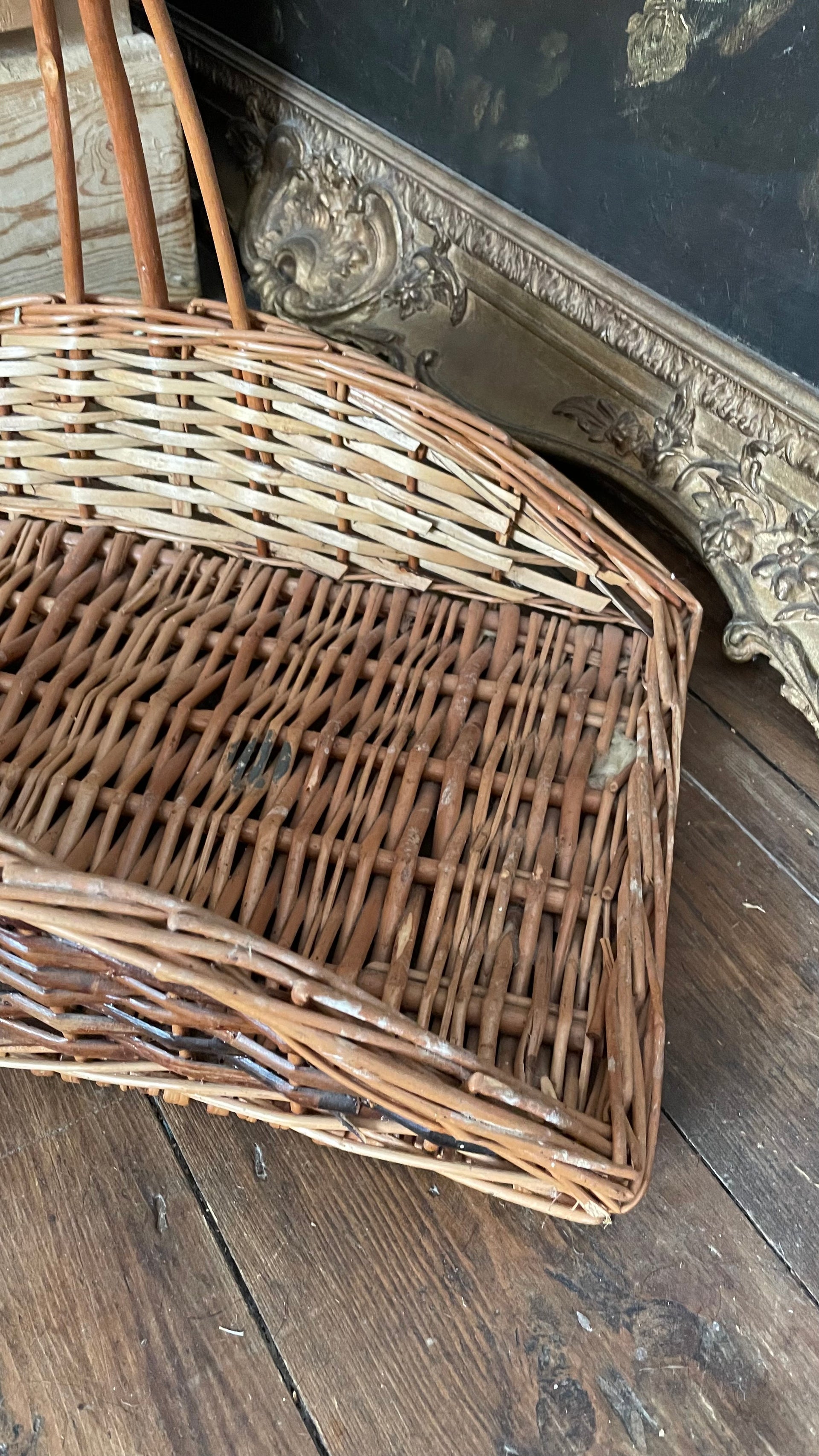 Vintage French Rattan Flower Basket
