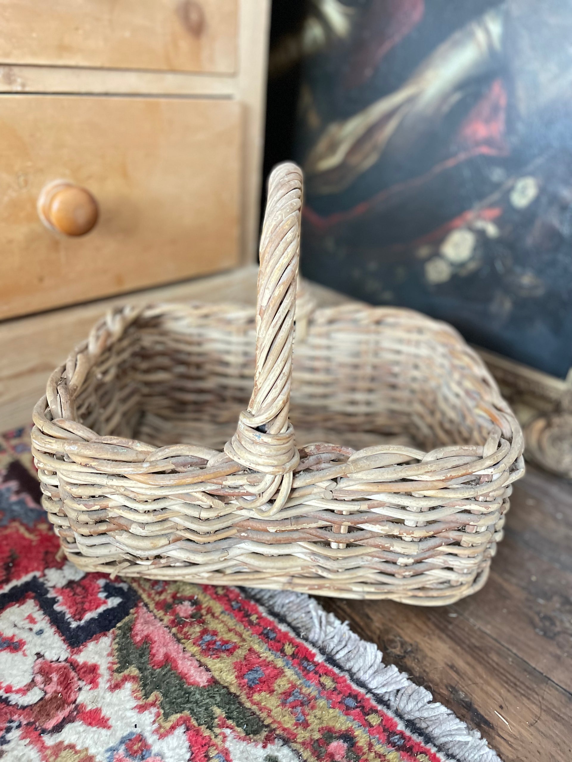Antique Willow Flower Basket