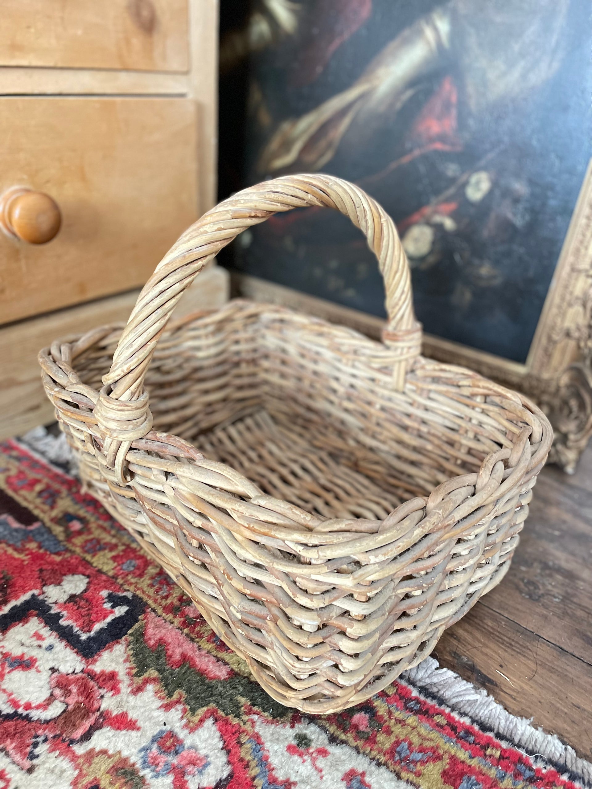 Antique Willow Flower Basket
