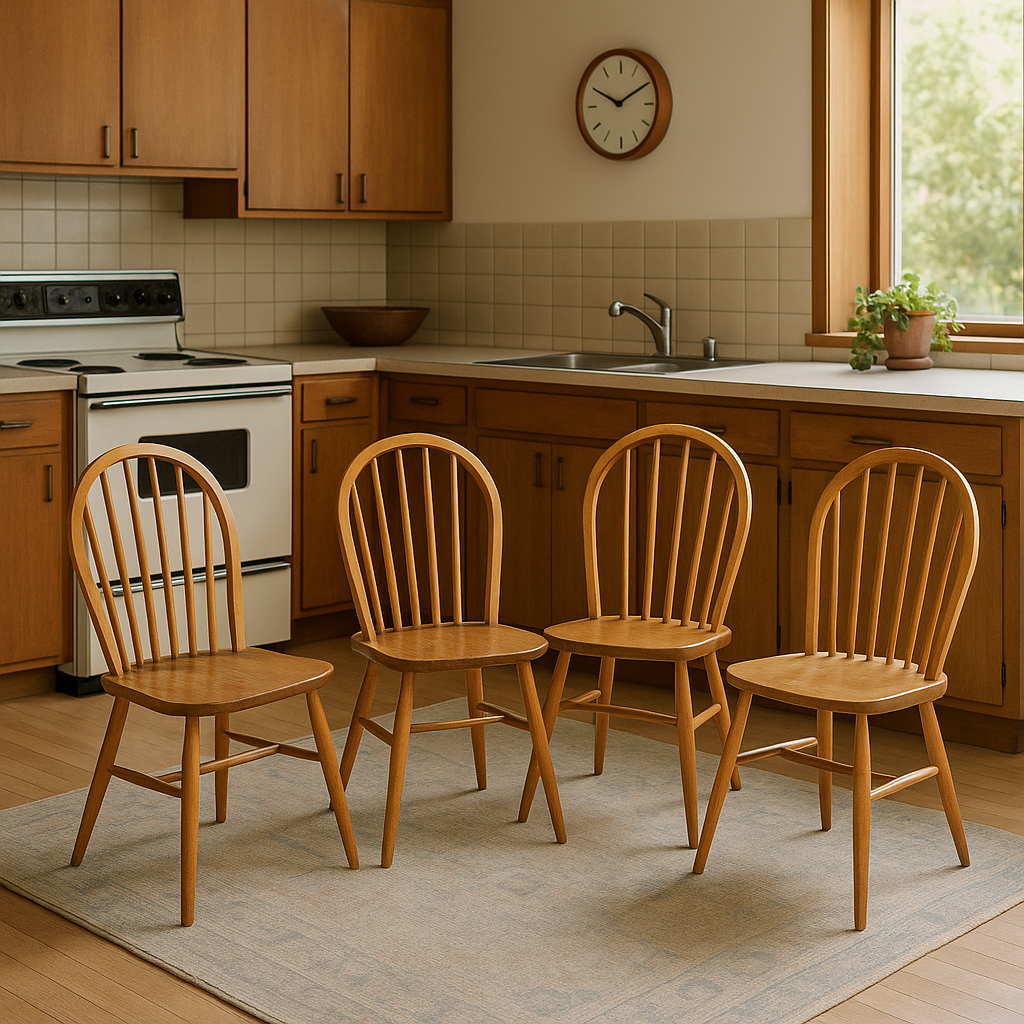 Set of 4 Vintage Ercol Windsor Dining Chairs in Elm & Beech