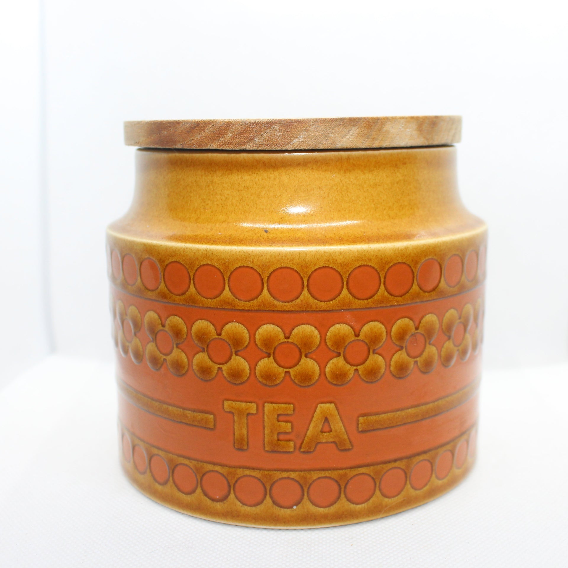 Vintage Hornsea 'Saffron' Tea Canister | 1970s Mid-Century Ceramic