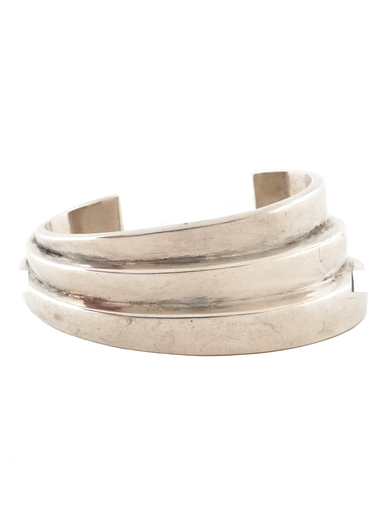 Estate Bayanihan Modernist Tiered Sterling Silver Cuff Bracelet