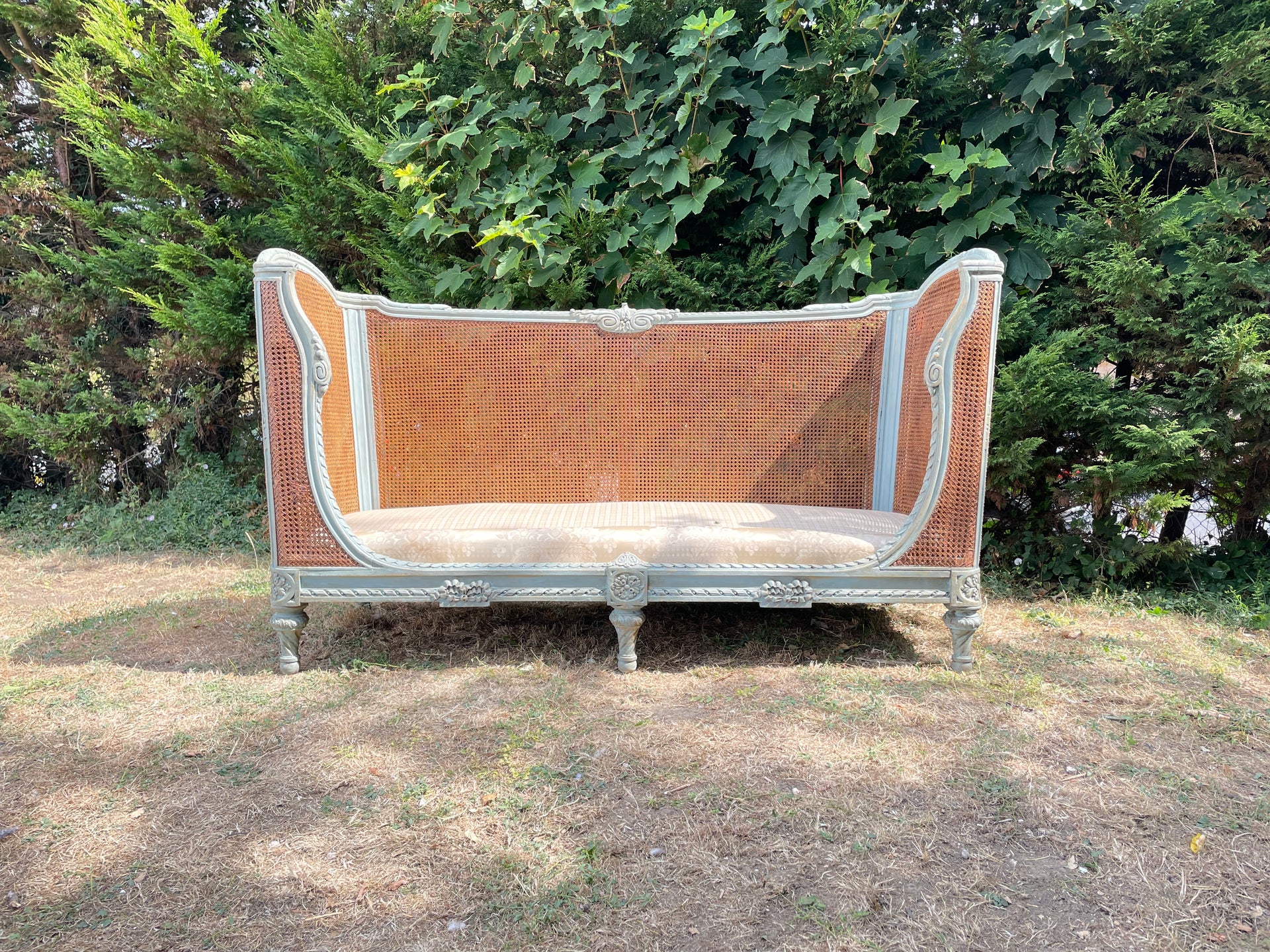 French Louis XVI Style Painted Cane Day Bed (Lit Cordeau)