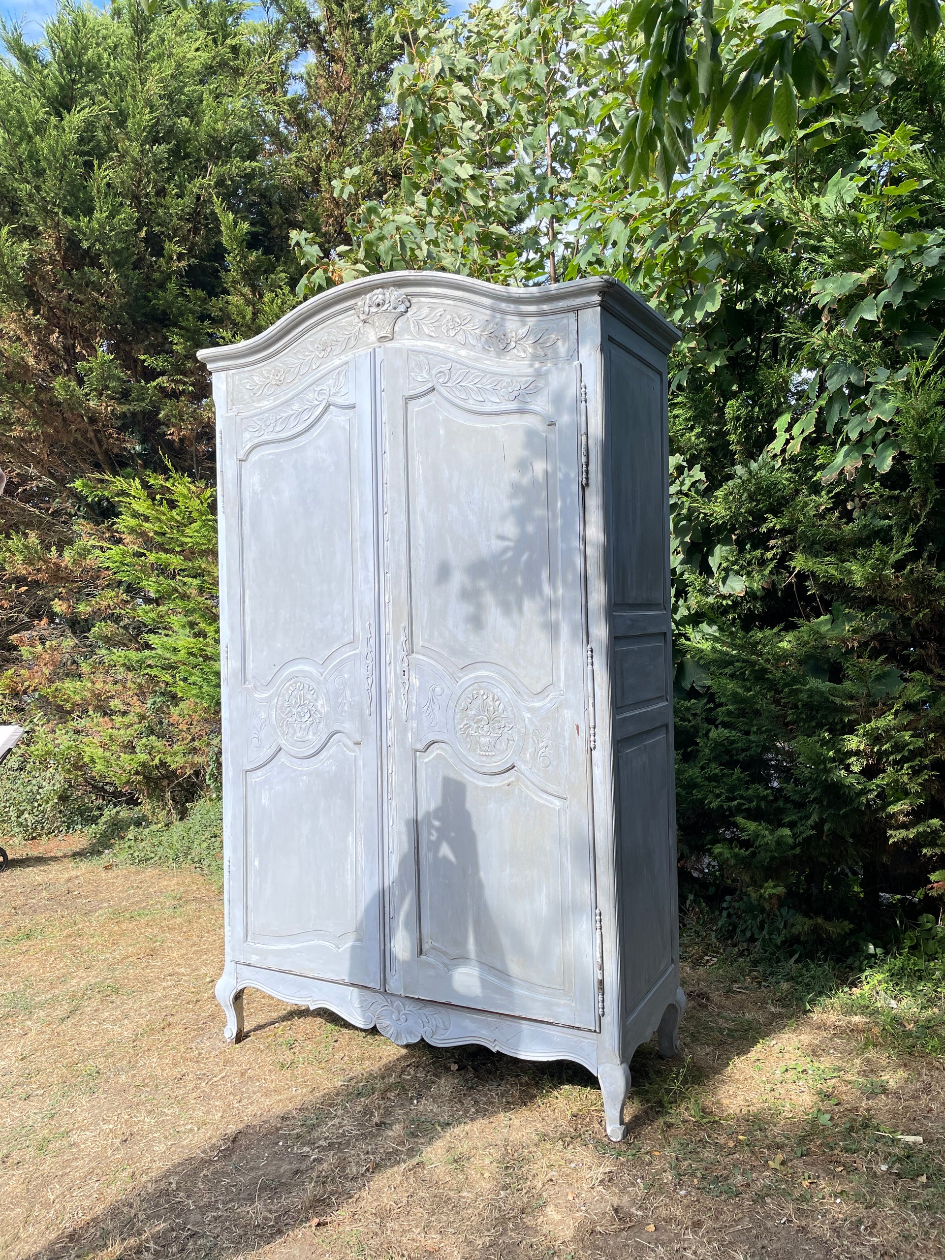 A 19th Century French Carved Blue Armoire