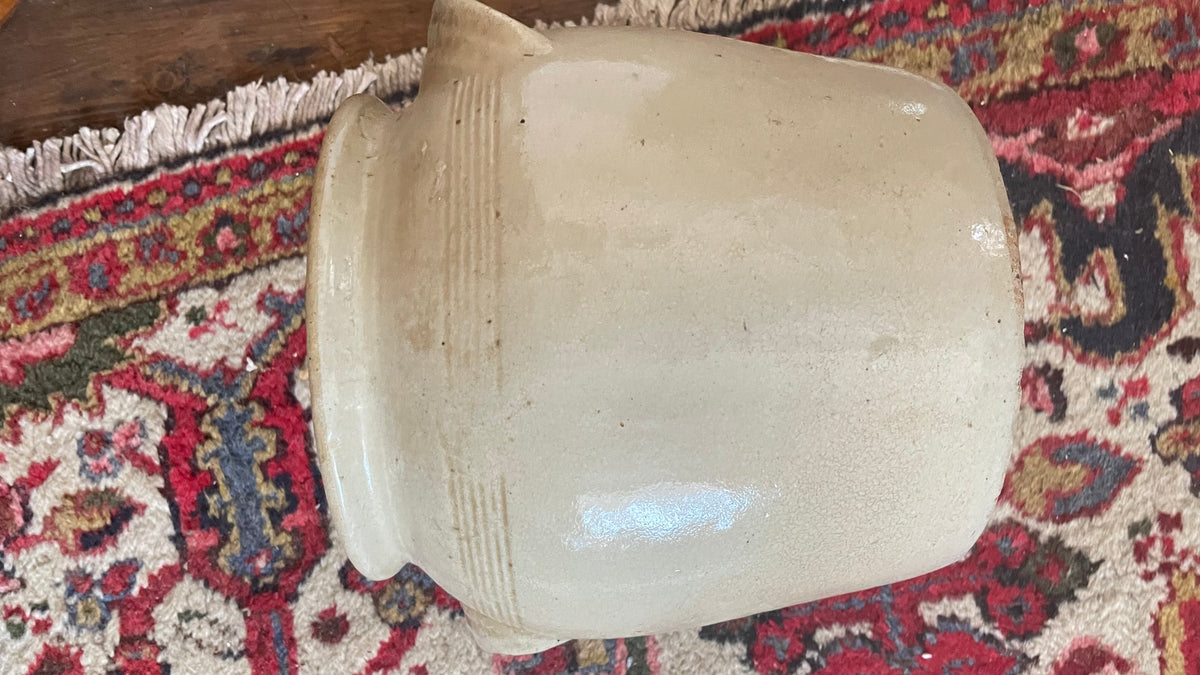 19th-Century Antique French Grey Glazed Confit Pot