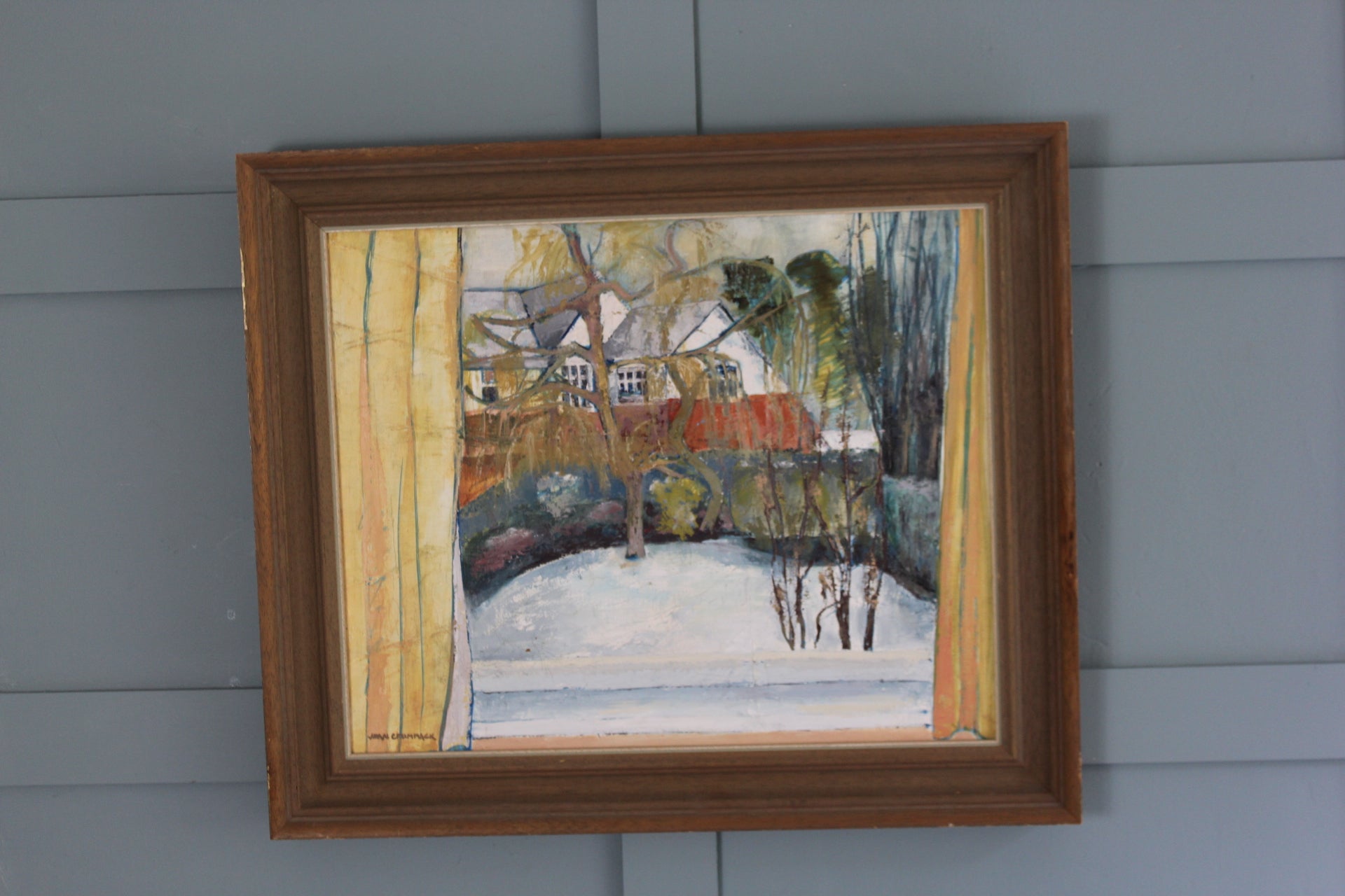 Jean Crummack Winter Landscape Art vintage mid century sussex