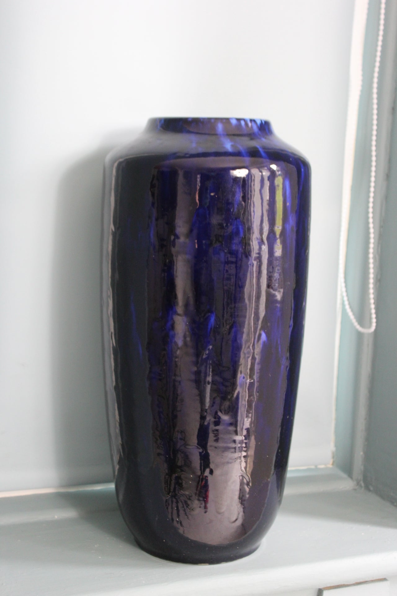 Large Blue Home Décor Vase - Retro and Mid-Century Style